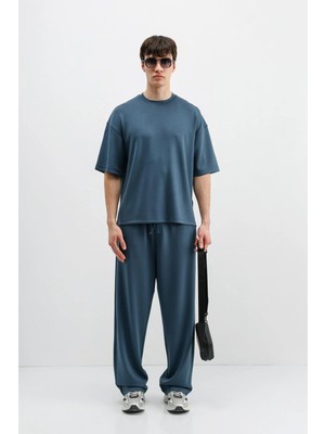 Vamos Modal Karışımlı Oversize Tişört Indigo