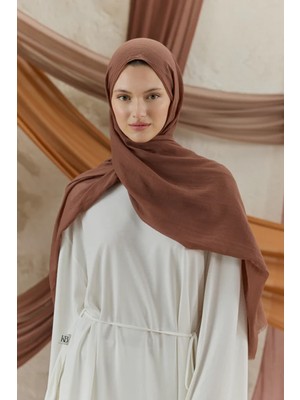 Lale Butik Qef Scarf Soft Line Pamuk Şal Kestane 001 Kahve