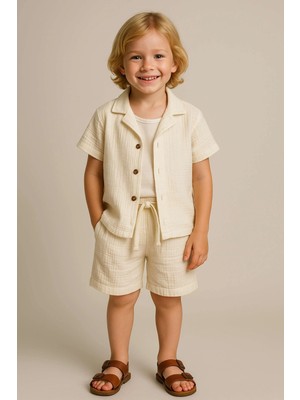 Nanica Erkek Çocuk Yakalı Şortlu Müslin Takım NC-126616