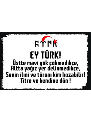 Ey Türk! Yazılı Poster