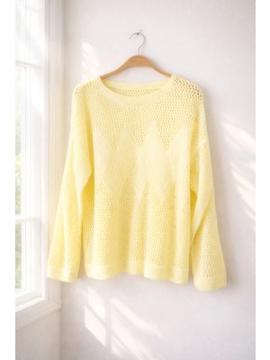 Retrobird Ajurlu Delikli Baharlık Triko Kadın Sarı