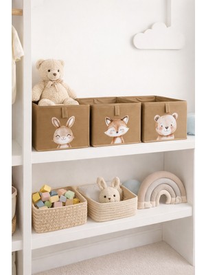 Venita Home 3'lü Çocuk Odası Düzenleyici Saklama Kutusu, Dolap Içi Düzenleyici, Oyuncak Sepeti 26X36X19 cm