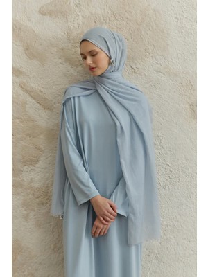 Lale Butik Qef Scarf Soft Line Pamuk Şal 001 Açık Mavi