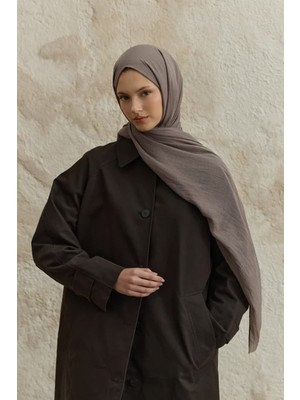 Lale Butik Qef Scarf Soft Line Pamuk Tozlu Kahve Şal 001 KAHVE03
