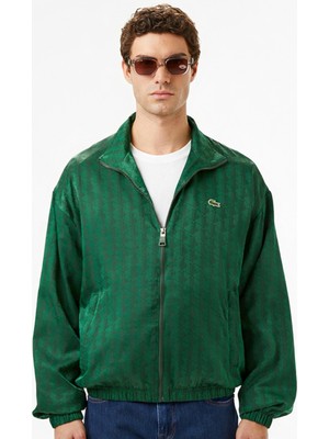 Lacoste Relaxed Fit Monogram Jacket Classic Fit Dik Yaka Logolu Sweatshirt Ceket Yeşil