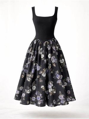 Retrobird 50S Belle Corset Midi Elbise Kadın Siyah Menekşe
