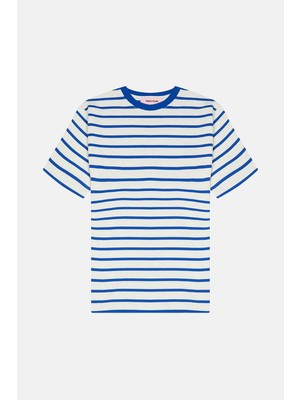 Reflect Studio Çizgili Heavyweight T-Shirt - Mavi / Ekru