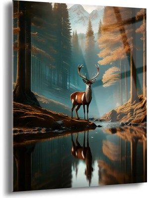Shiny Art Doğa ve Geyik Cam Tablo - MOD050