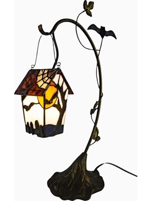 Home London Breeze Tiffany Style Vitray Cam El Işçiliği, Kuş Evi Masa Lambası