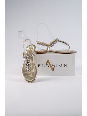 Oblavion Lavion Yeni Sezon Hakiki Deri Sıra Taşlı Günlük Kadın Sandalet