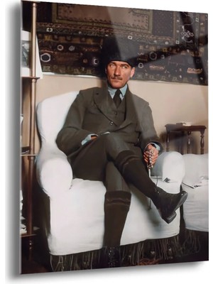 Shiny Art Atatürk Portre Cam Tablo - ATA044