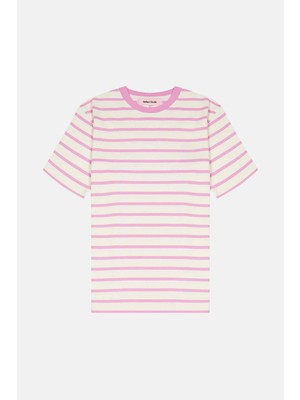 Reflect Studio Çizgili Heavyweight T-Shirt - Pembe / Ekru