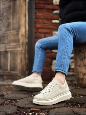 BOA Xramburada Kalın Yüksek Krem Taban Krem Süet Bağcıklı Spor Erkek Ayakkabı