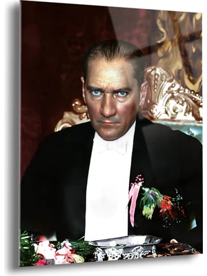 Shiny Art Atatürk Portre Cam Tablo - ATA034