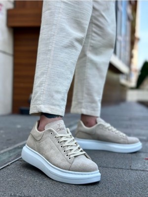 BOA Xramburada Kalın Yüksek Taban Krem Süet Bağcıklı Spor Erkek Ayakkabı