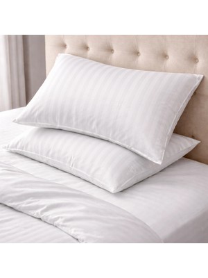 Clasy %100 Pamuk Saten 2 Adet Yastık Kılıfı Çizgili Desenli Gri