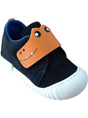 Middo Timsah Bebe Cırt Bantlı  Kız - Erkek Anatomik Günlük Ayakkabı Lacivert - Oranj