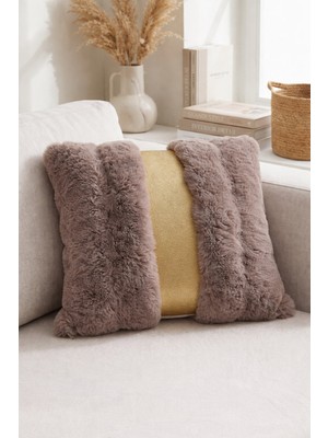 Bonny Home Risa Kahve Kırlent Kılıfı Puffy Pofuduk Dekoratif Yumuşak Koltuk Yastık Kılıfı 45X45