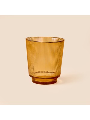 Evidea Deco Çizgili Bardak Mumluk - Amber - 11 cm