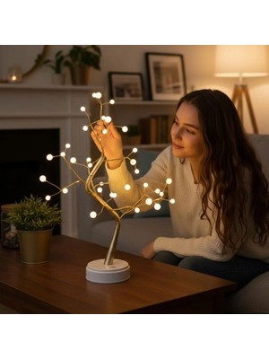 Eco Lounge Masaüstü Boncuklu Şarjlı Ağaç Lamba