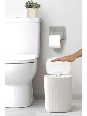 Özbience Sensörlü 12L Kırık Beyaz Çöp Kutusu, Pratik ve Şık Tasarım