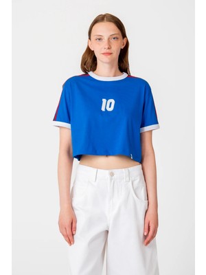 Socrates Dergisi Italy 10 Lightweight Crop T-Shirt - Mavi