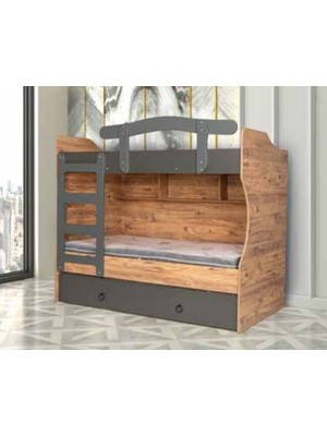 Yuvaset Home Kumsal Önden Merdivenli Ranza Çam/antrasit