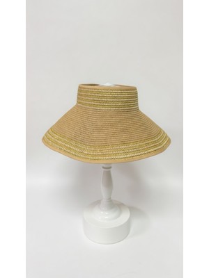 Mollycrush Kadın Camel Simli Şerit Detaylı Hasır Şapka | Geniş Siperli Yazlık Model