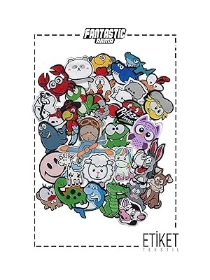 Indispensablely 30’lu Ütüyle Yapışan Dokuma Patch Seti – Sevimli Hayvan Figürlü Kumaş Yamaları – Çocuk Giysileri, Ç