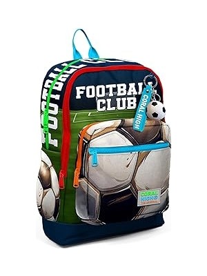 Indispensablely Coral High Kids Lacivert Futbol Desenli Dört Bölmeli Okul Sırt Çantası 23779