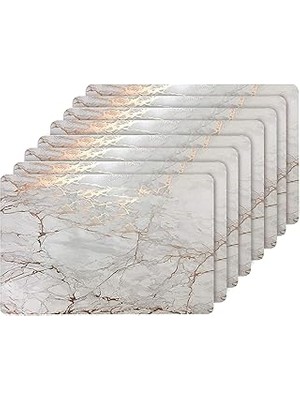 Indispensablely Mermer Mantar 30,48 cm x 45,72 cm Dikdörtgen Altın Altlıklı Set