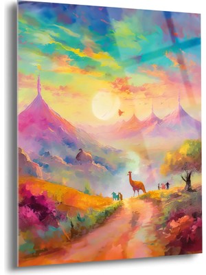 Shiny Art Renkli Yaz Akşamı Cam Tablo - MOD006