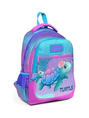 Indispensablely Coral High Kız Çocuk Ilkokul Ortaokul Sırt Çantası - Pembe Kaplumbağa