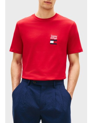 Tommy Hilfiger % 100 Pamuk Regular Fit Bisiklet Yaka T Shirt Erkek T Shirt MW0MW42367 Xld