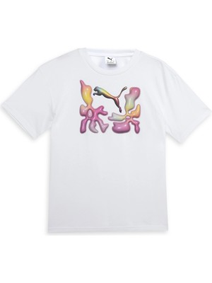Puma Graphics Relaxed Çocuk Beyaz Günlük Stil T-Shirt 62987102