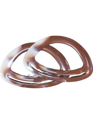 Popüler Sepet Çanta Sapı Oval Kahverengi-Beyaz 18 cm