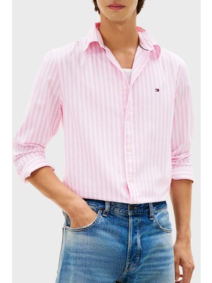 Tommy Hilfiger Pamuklu Regular Fit Çizgili Uzun Kollu Gömlek Erkek Gömlek MW0MW42440 0d1
