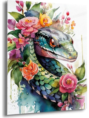 Shiny Art Çiçekler ve Yılan Cam Tablo - MOD088