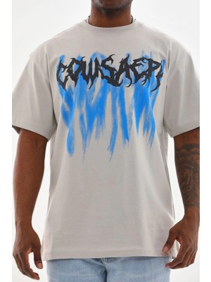 İlk El Grup Ieg™ Baskılı Oversize T-Shirt - Gri