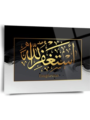 Shiny Art Estağfurullah Yazılı Cam Tablo - ISL090