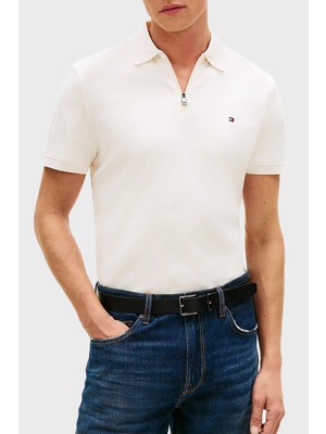 Tommy Hilfiger Pamuklu Regular Fit Logolu Fermuarlı Polo Yaka T Shirt Erkek Polo Yaka T Shirt MW0MW42758 Z00