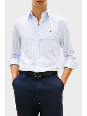 Tommy Hilfiger Pamuklu Regular Fit Çizgili Uzun Kollu Gömlek Erkek Gömlek MW0MW42440 0A4