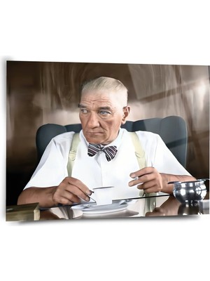 Shiny Art Atatürk Portre Cam Tablo - ATA052