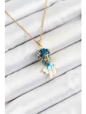 Clariss 316L Çelik Zincir Mavi Balık Model Gold Renk Kadın Kolye