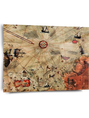 Shiny Art Piri Reis Haritası Cam Tablo - MOD118