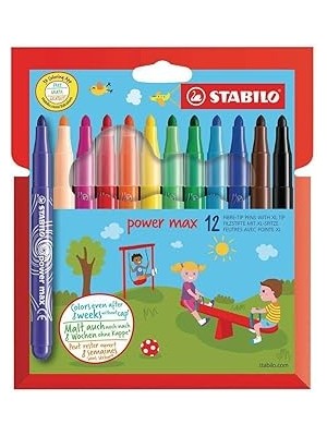 Indispensablely Stabilo Power - Keçe Uçlu Boya Kalemi - 12'li Kutu - Çeşitli Renkler