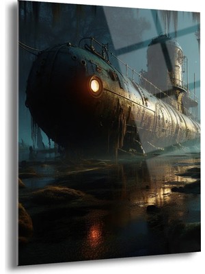 Shiny Art Hasarlı Balistik Denizaltı Cam Tablo - MOD090