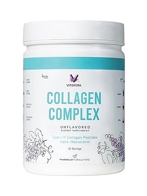 Indispensablely Vitisfera COLLAGEN,%100 Saf Doğal Tip I-Iii Çift Hidrolize Kolajen Peptitleri + Trans Resveratrol,