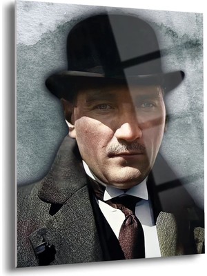 Shiny Art Atatürk Portre Cam Tablo – Uv Baskılı Temperli Cam Duvar Dekoru | Modern ve Anlamlı Tasarım - ATA001