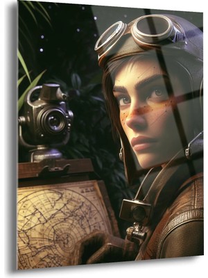 Shiny Art Steampunk Kız Cam Tablo - MOD086